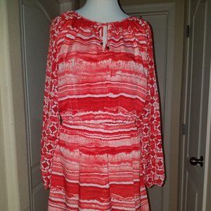 Michael Kors Hot Red Long Sleeve Shift Dress 10